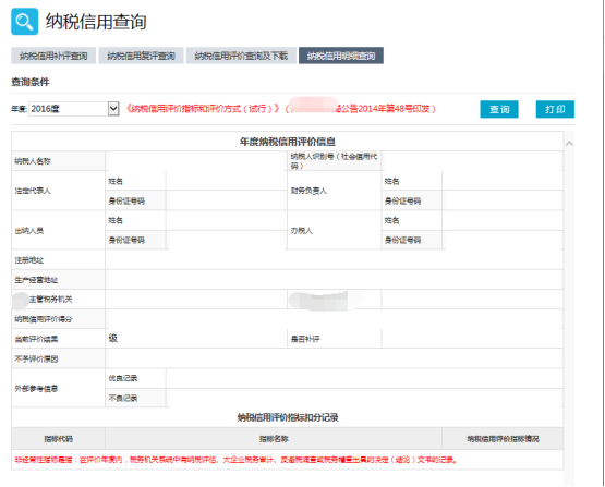 納稅信用明細(xì)查詢(xún)