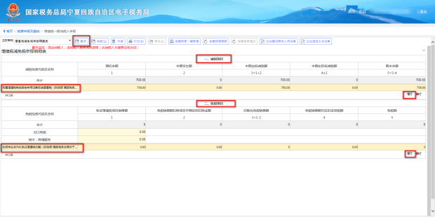 進入附表增值稅減免稅申報明細表