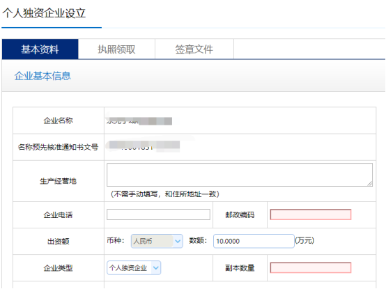 準(zhǔn)確錄入個人獨(dú)資公司基本信息