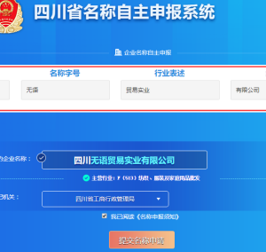 四川省名稱自主申報(bào)系統(tǒng)企業(yè)名稱自主申報(bào)操作流程說明