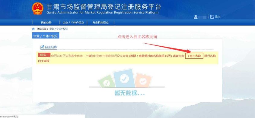 進(jìn)入自主名稱(chēng)查驗(yàn)頁(yè)面
